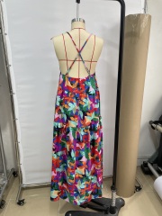 GXZ Women’s Colorful Floral Cut-Out Maxi Dress – A Vibrant Summer Statement