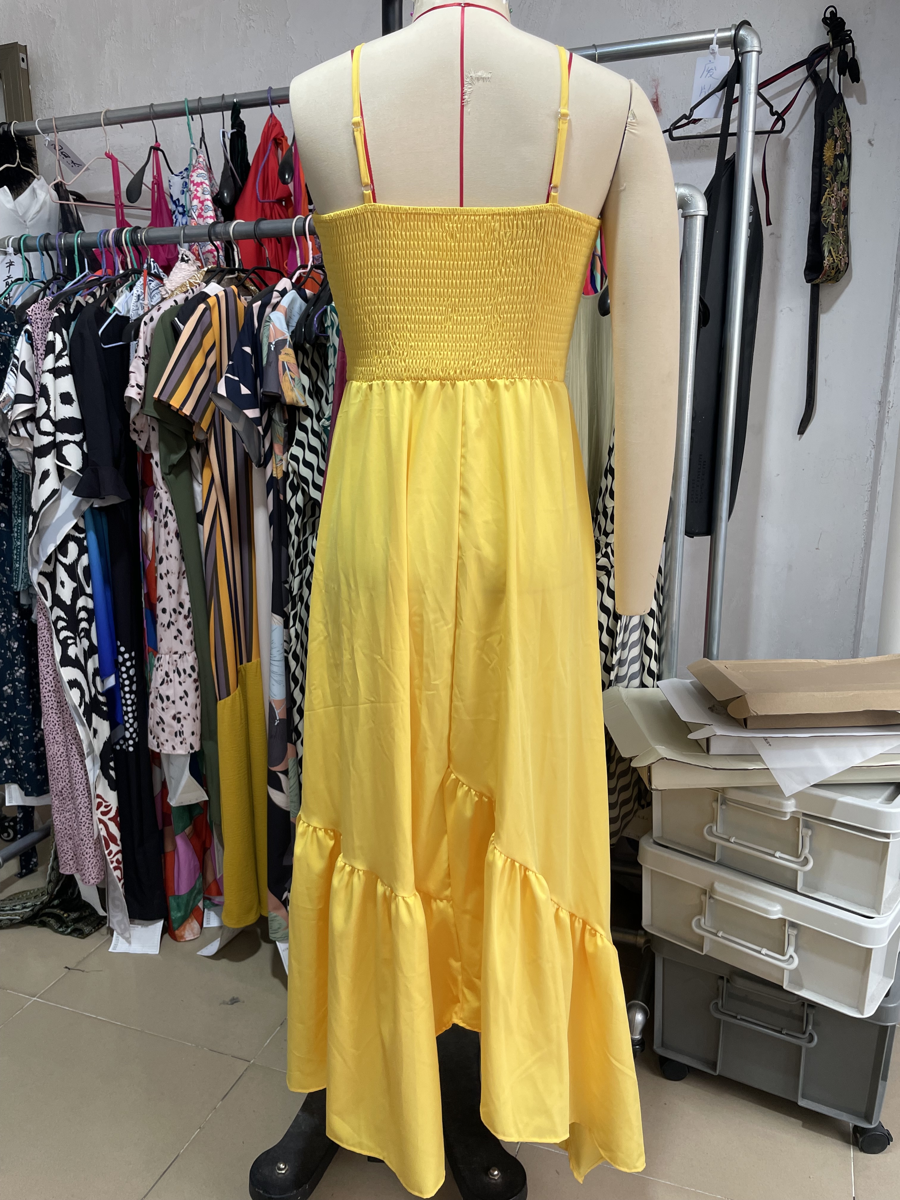 GXZ Women’s Yellow Halter Maxi Dress – Bold Elegance for Every Occasion