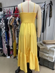 GXZ Women’s Yellow Halter Maxi Dress – Bold Elegance for Every Occasion