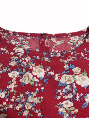 GXZ Red Floral Midi Dress – Timeless Elegance for Every Occasion