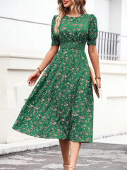 GXZ Red Floral Midi Dress – Timeless Elegance for Every Occasion