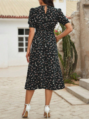 GXZ Red Floral Midi Dress – Timeless Elegance for Every Occasion