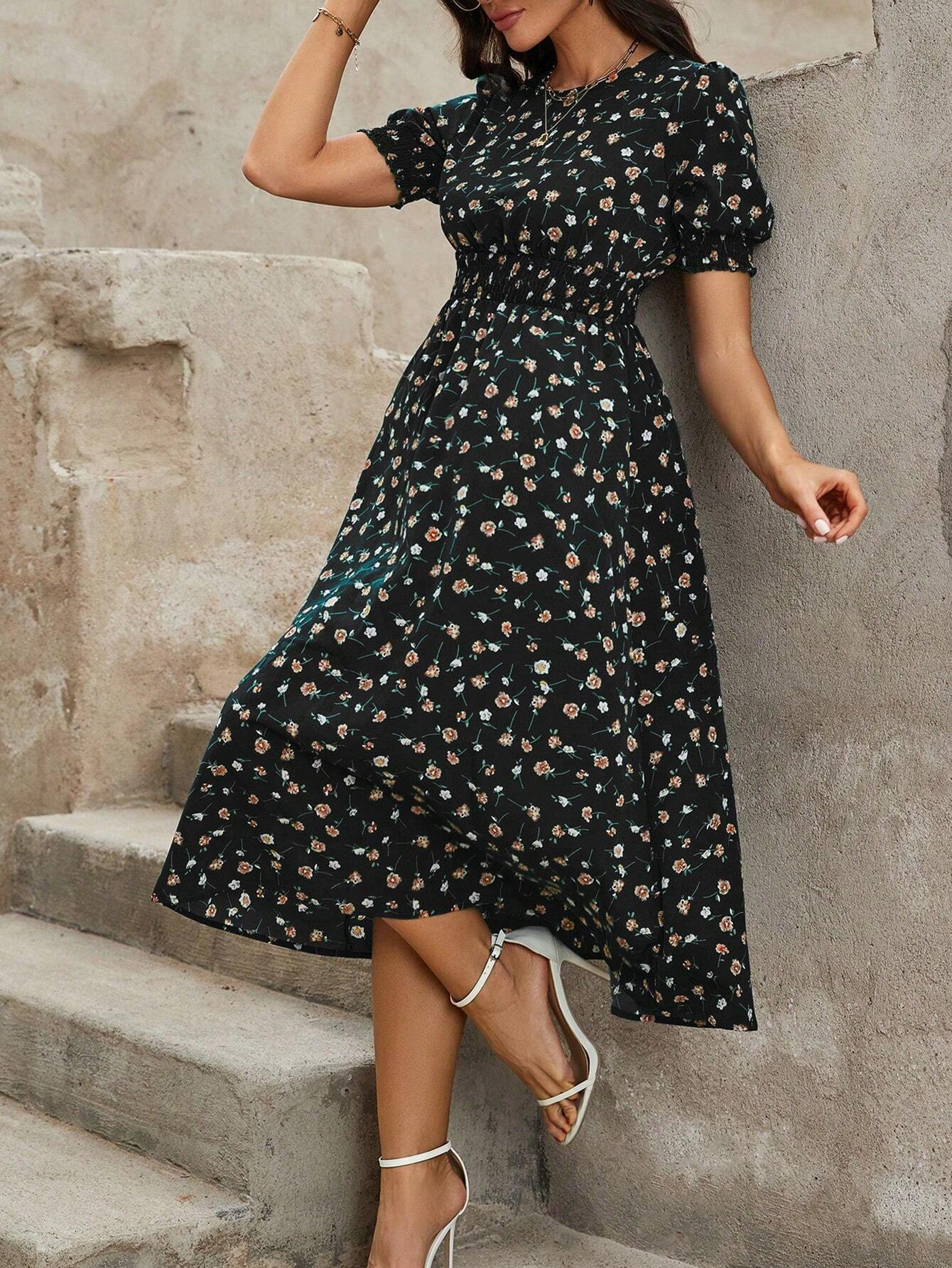 GXZ Red Floral Midi Dress – Timeless Elegance for Every Occasion