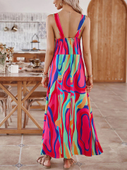 GXZ Abstract Multicolor Sleeveless Maxi Dress