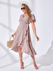 GXZ Floral Wrap Midi Dress – The Perfect Blend of Comfort and Summer Elegance