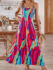 GXZ Abstract Multicolor Sleeveless Maxi Dress