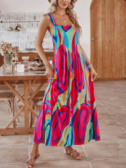 GXZ Abstract Multicolor Sleeveless Maxi Dress