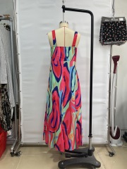GXZ Abstract Multicolor Sleeveless Maxi Dress