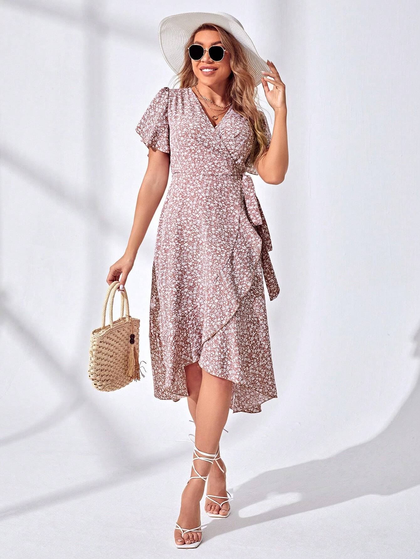 GXZ Floral Wrap Midi Dress – The Perfect Blend of Comfort and Summer Elegance