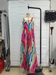 GXZ Abstract Multicolor Sleeveless Maxi Dress