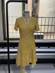 GXZ Women's Yellow Floral Wrap Dress – Effortless Summer Elegance