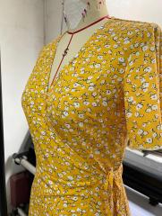 GXZ Women's Yellow Floral Wrap Dress – Effortless Summer Elegance