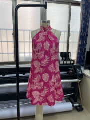 GXZ Tropical Print High Neck Summer Dress – Vibrant & Chic