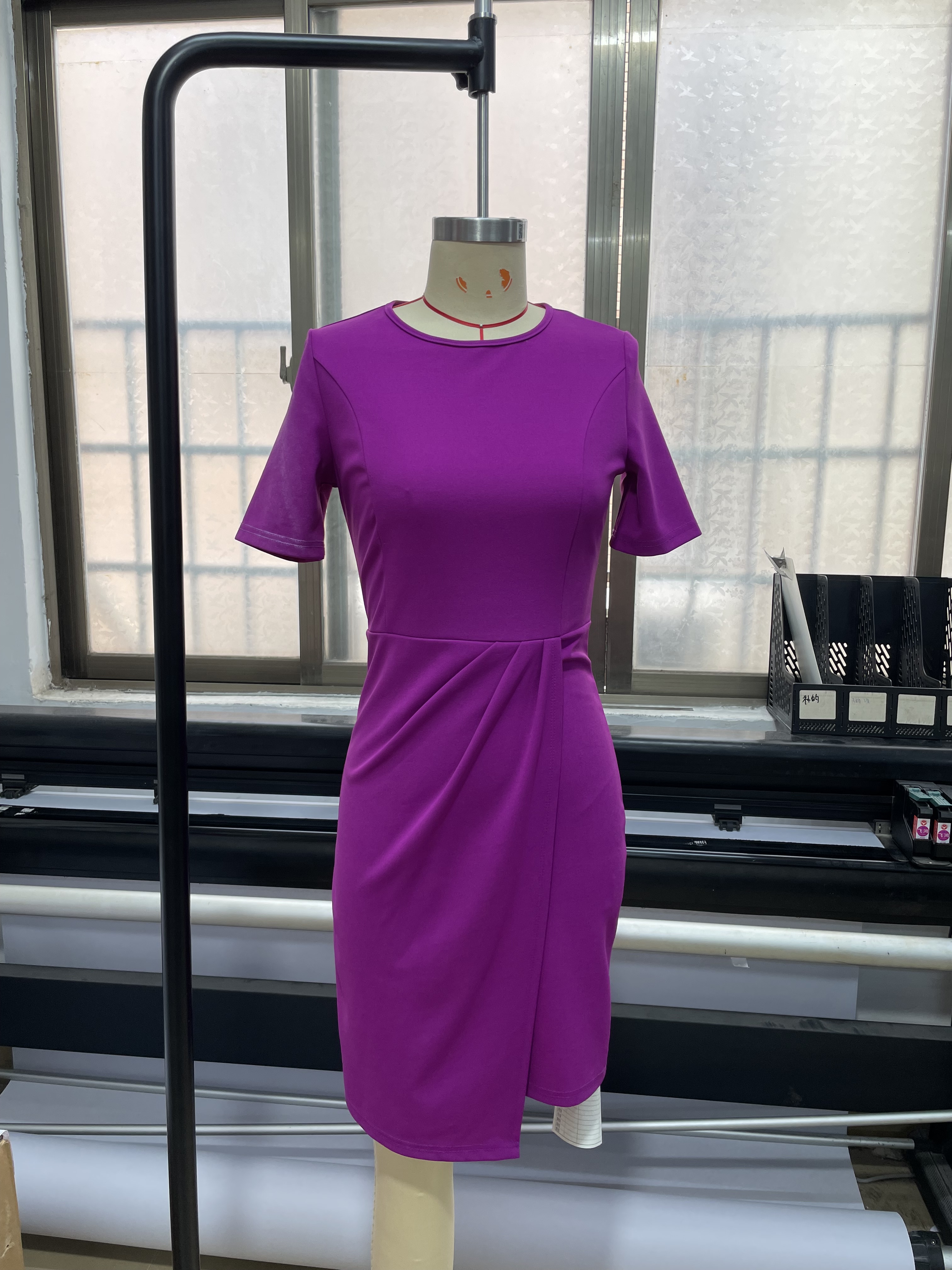 GXZ Women's Elegant Purple Bodycon Dress – Timeless Chic