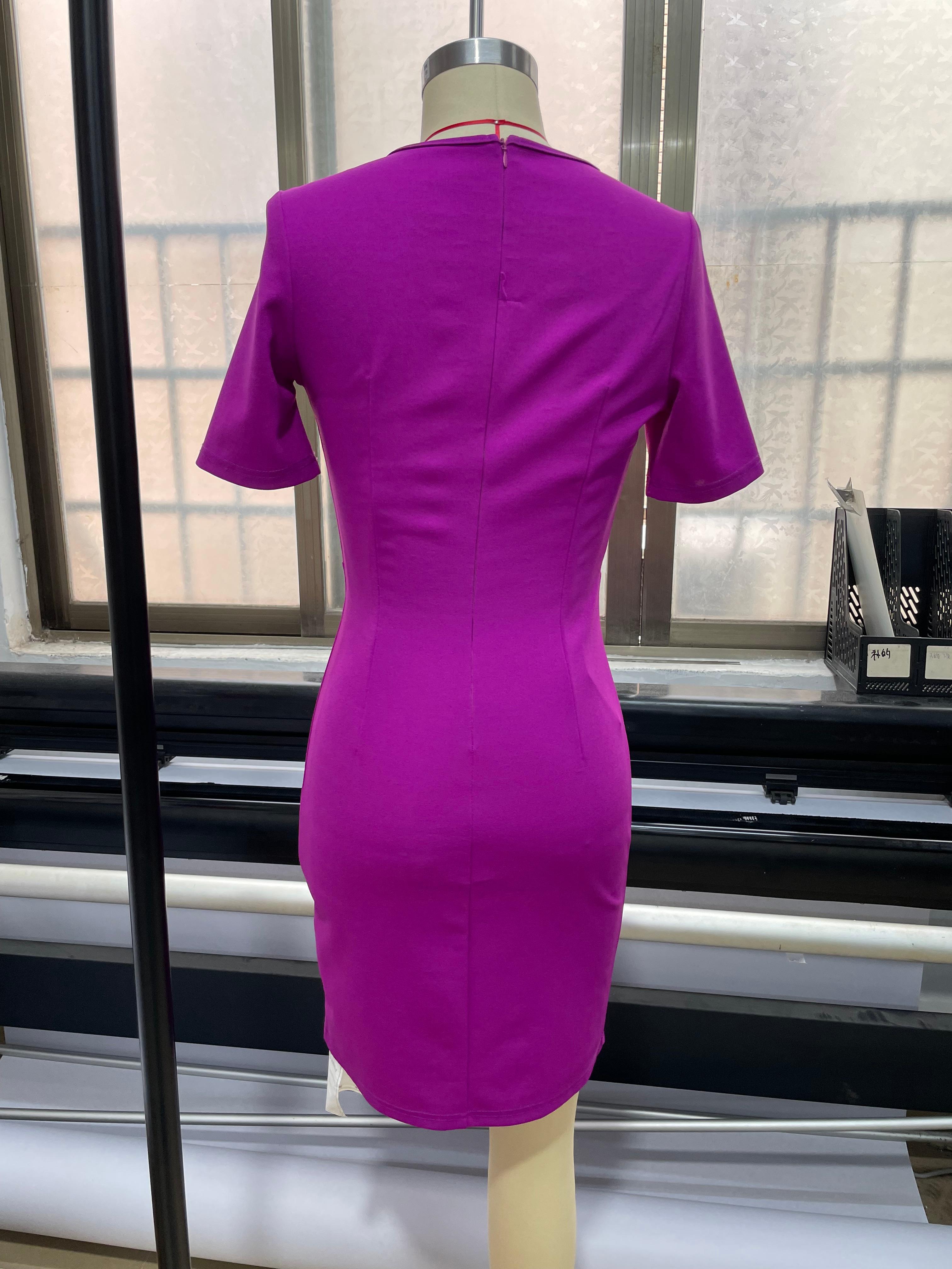 GXZ Women's Elegant Purple Bodycon Dress – Timeless Chic