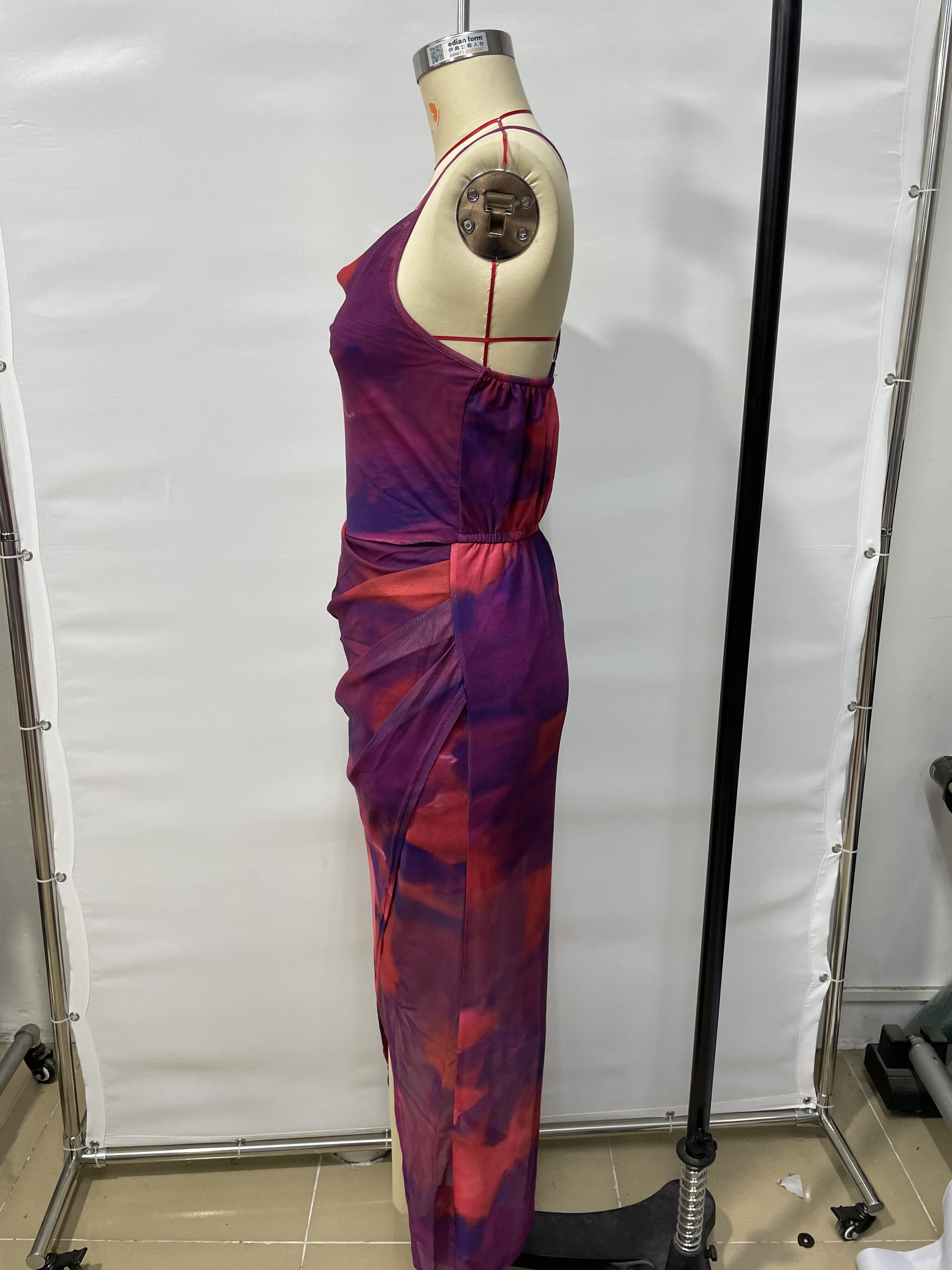 GXZ Tie-Dye Spaghetti Strap Mesh Maxi Dress – Vibrant and Seductive