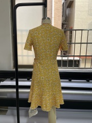 GXZ Women's Yellow Floral Wrap Dress – Effortless Summer Elegance