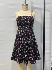 GXZ Women's Black Floral Sundress – Charming and Comfortable for Everyday Elegance