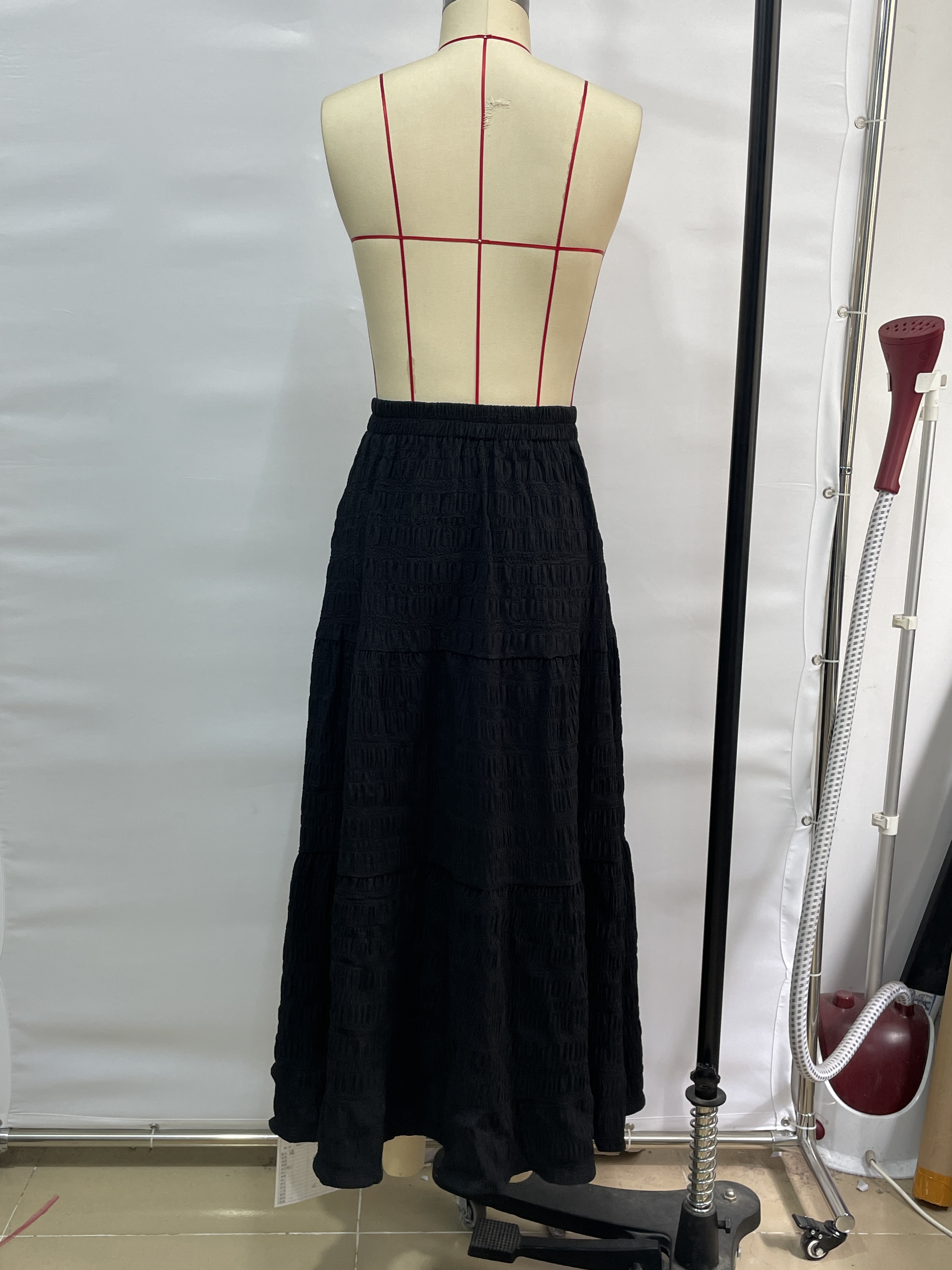 GXZ Women's Black Tiered Maxi Skirt – Effortlessly Elegant and Versatile