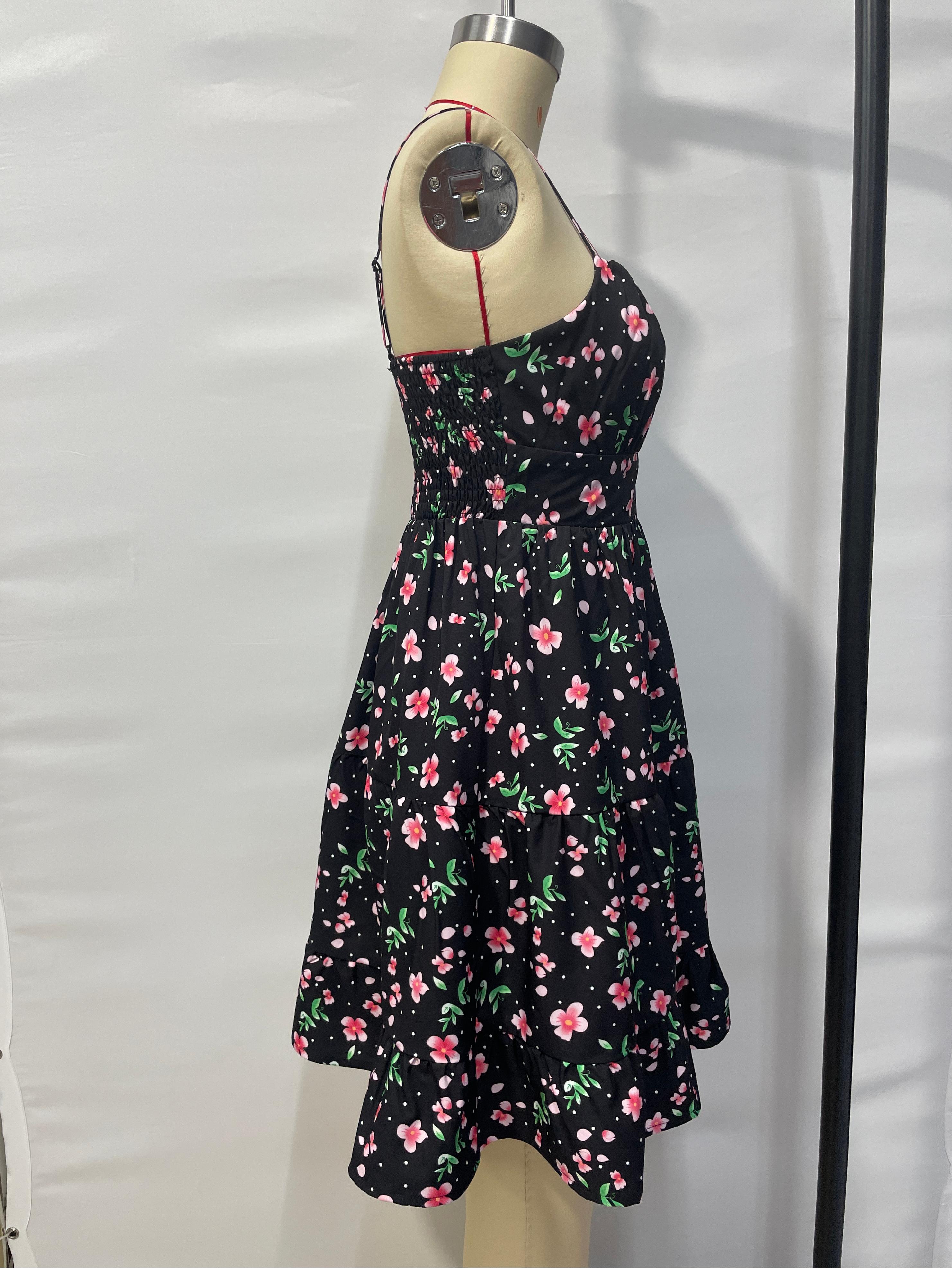 GXZ Women's Black Floral Sundress – Charming and Comfortable for Everyday Elegance