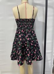 GXZ Women's Black Floral Sundress – Charming and Comfortable for Everyday Elegance