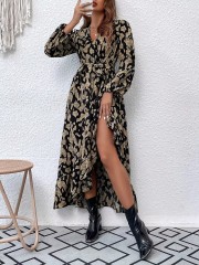 Unleash Your Wild Side: GXZ Leopard Wrap Maxi Dress