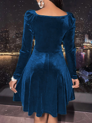 Radiate Elegance: GXZ Long Sleeve Velvet Evening Dress