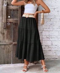 GXZ Women's Black Tiered Maxi Skirt – Effortlessly Elegant and Versatile
