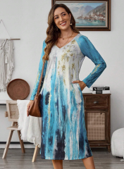 Embrace Elegance with GXZ’s Abstract Watercolor Dress