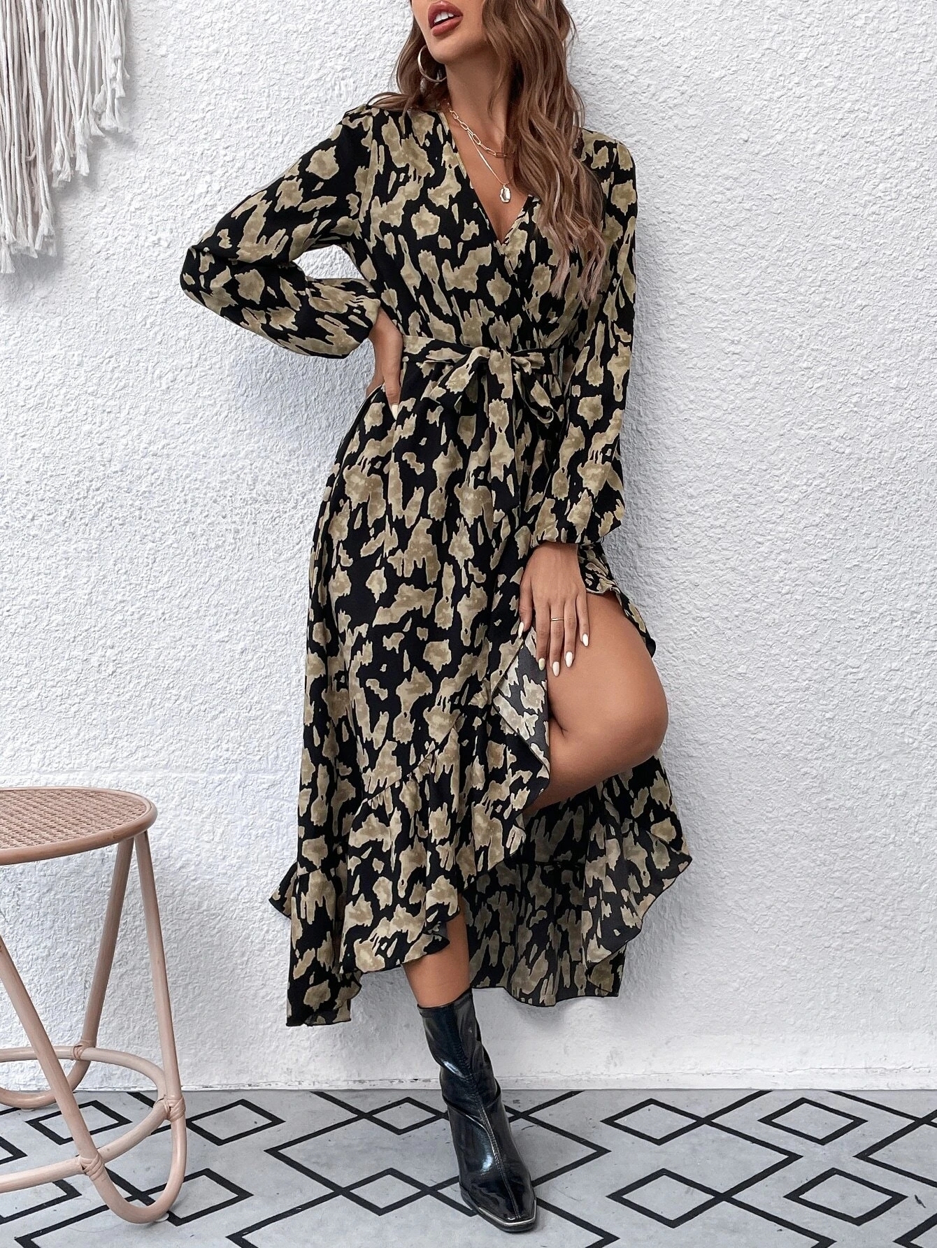 Unleash Your Wild Side: GXZ Leopard Wrap Maxi Dress