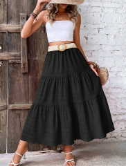 GXZ Women's Black Tiered Maxi Skirt – Effortlessly Elegant and Versatile