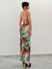 GXZ Abstract Printed Maxi Dress – Where Art Meets Fashion