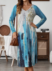 Embrace Elegance with GXZ’s Abstract Watercolor Dress