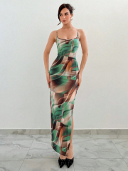 GXZ Abstract Printed Maxi Dress – Where Art Meets Fashion