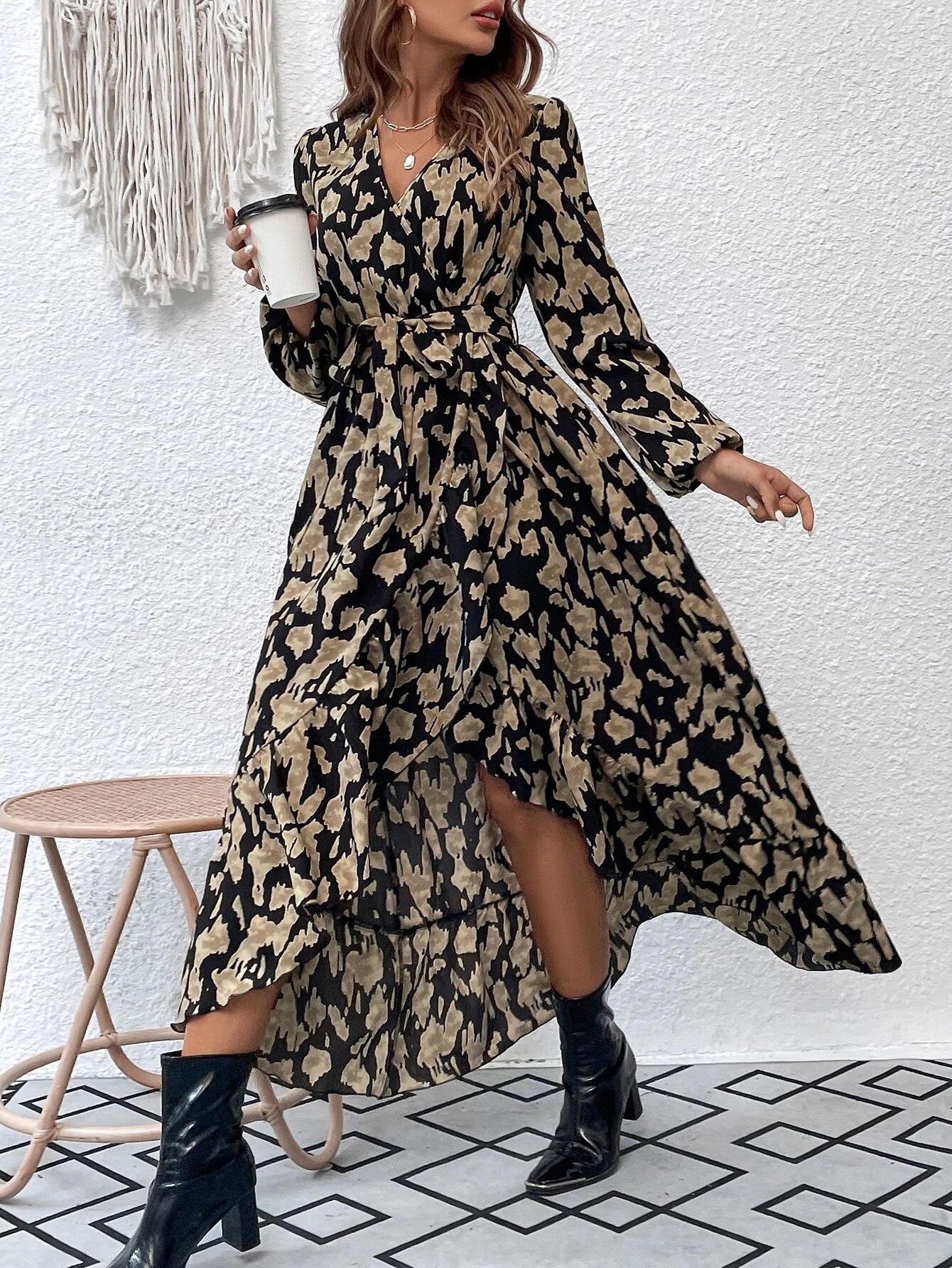 Unleash Your Wild Side: GXZ Leopard Wrap Maxi Dress