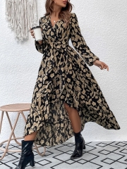 Unleash Your Wild Side: GXZ Leopard Wrap Maxi Dress