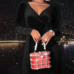 Radiate Elegance: GXZ Long Sleeve Velvet Evening Dress