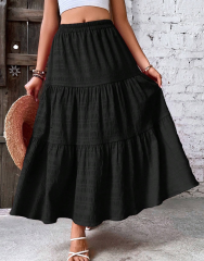 GXZ Women's Black Tiered Maxi Skirt – Effortlessly Elegant and Versatile