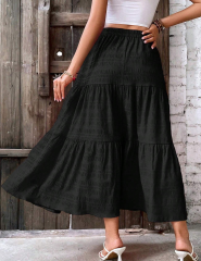 GXZ Women's Black Tiered Maxi Skirt – Effortlessly Elegant and Versatile
