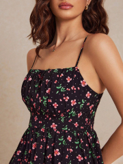 GXZ Women's Black Floral Sundress – Charming and Comfortable for Everyday Elegance