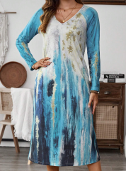 Embrace Elegance with GXZ’s Abstract Watercolor Dress