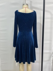 Radiate Elegance: GXZ Long Sleeve Velvet Evening Dress