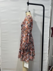 Embrace Romantic Elegance: GXZ Floral Puff Sleeve Chiffon Dress