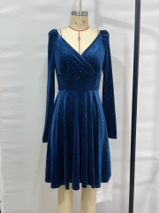 Radiate Elegance: GXZ Long Sleeve Velvet Evening Dress