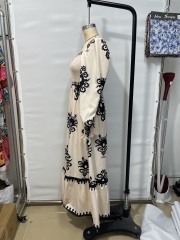GXZ Women's Bohemian Embroidered Maxi Dress – Timeless Grace in Black & Cream