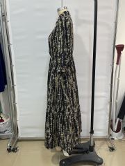 GXZ Patterned Maxi Dress with Collared Neck