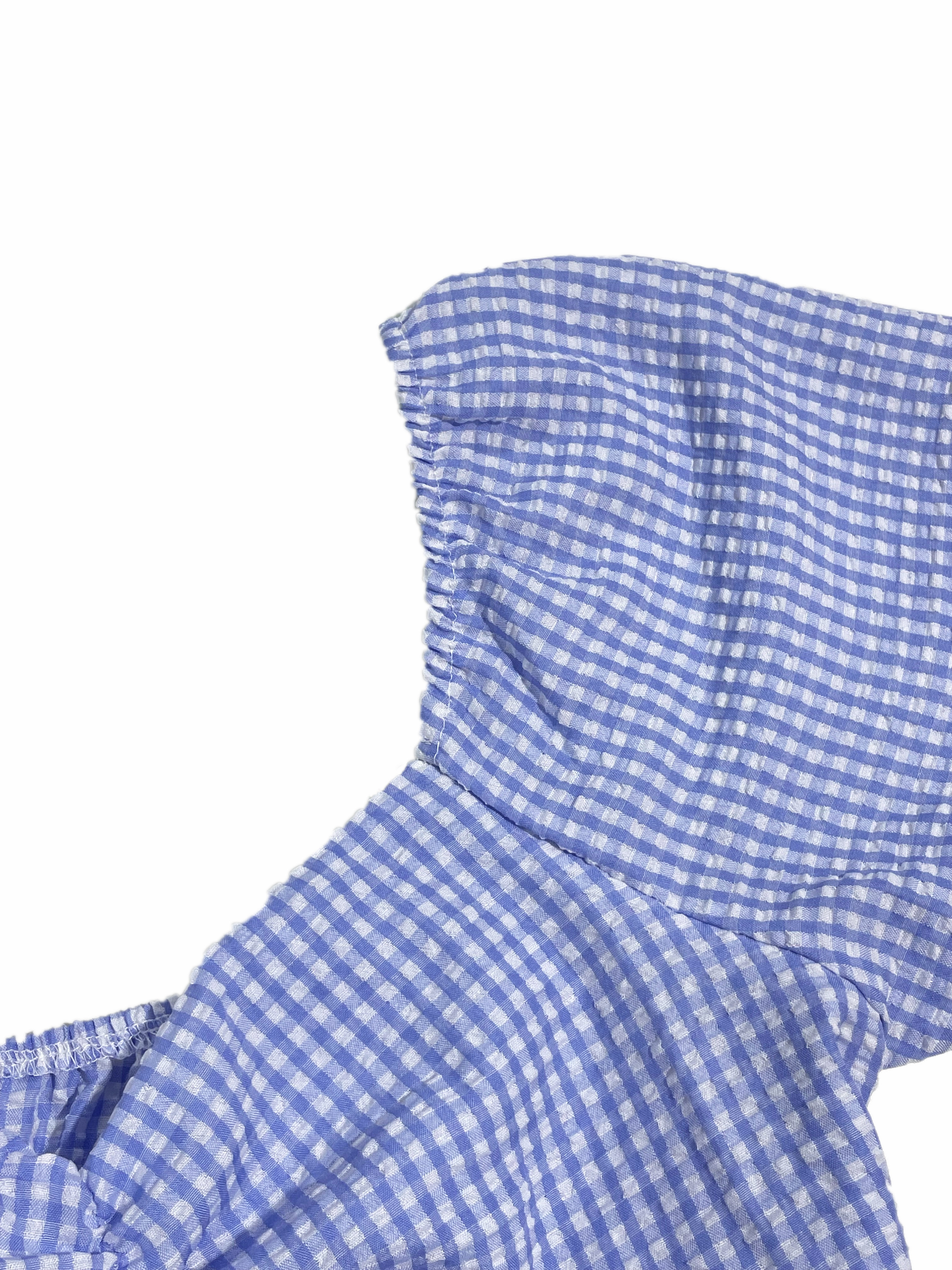 GXZ Women's Gingham Puff Sleeve Mini Dress