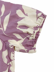 GXZ Women's Floral Cutout Maxi Dress with Puff Sleeves