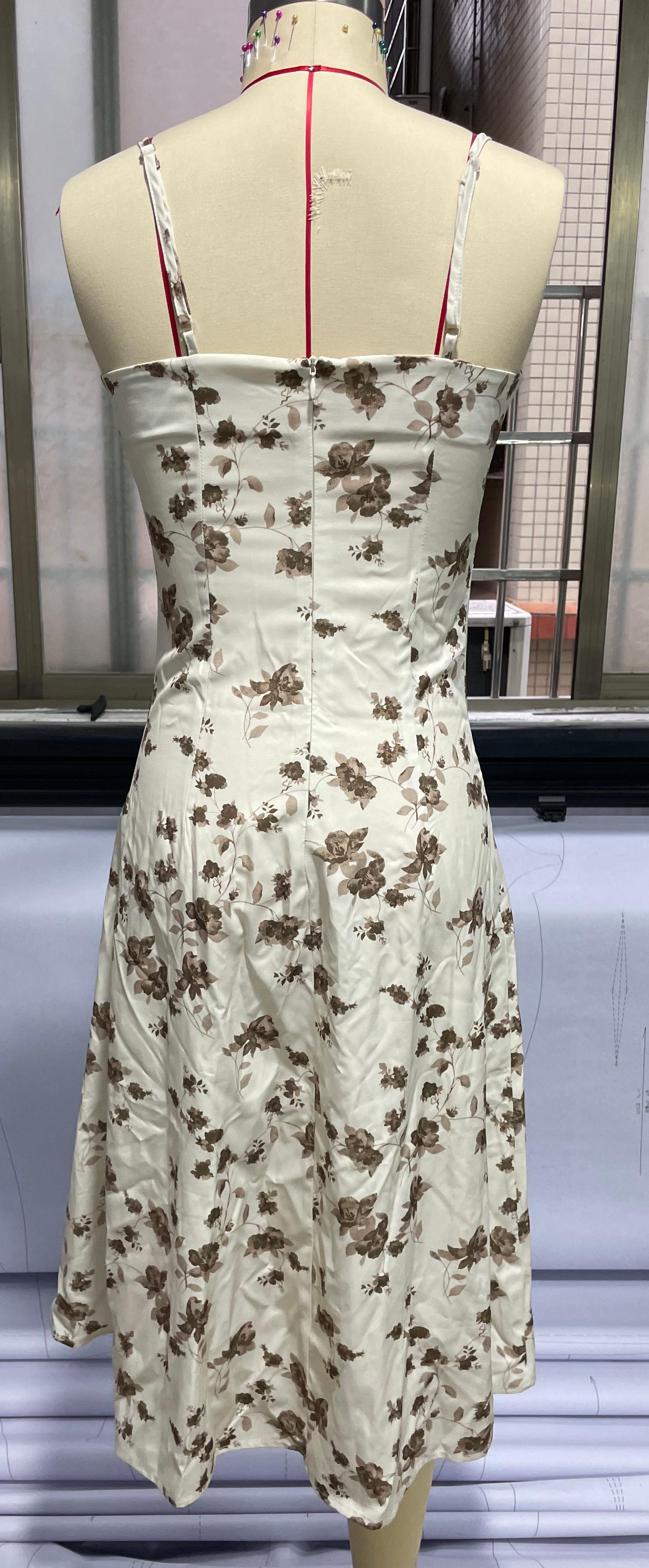 GXZ Floral Spaghetti Strap Midi Dress