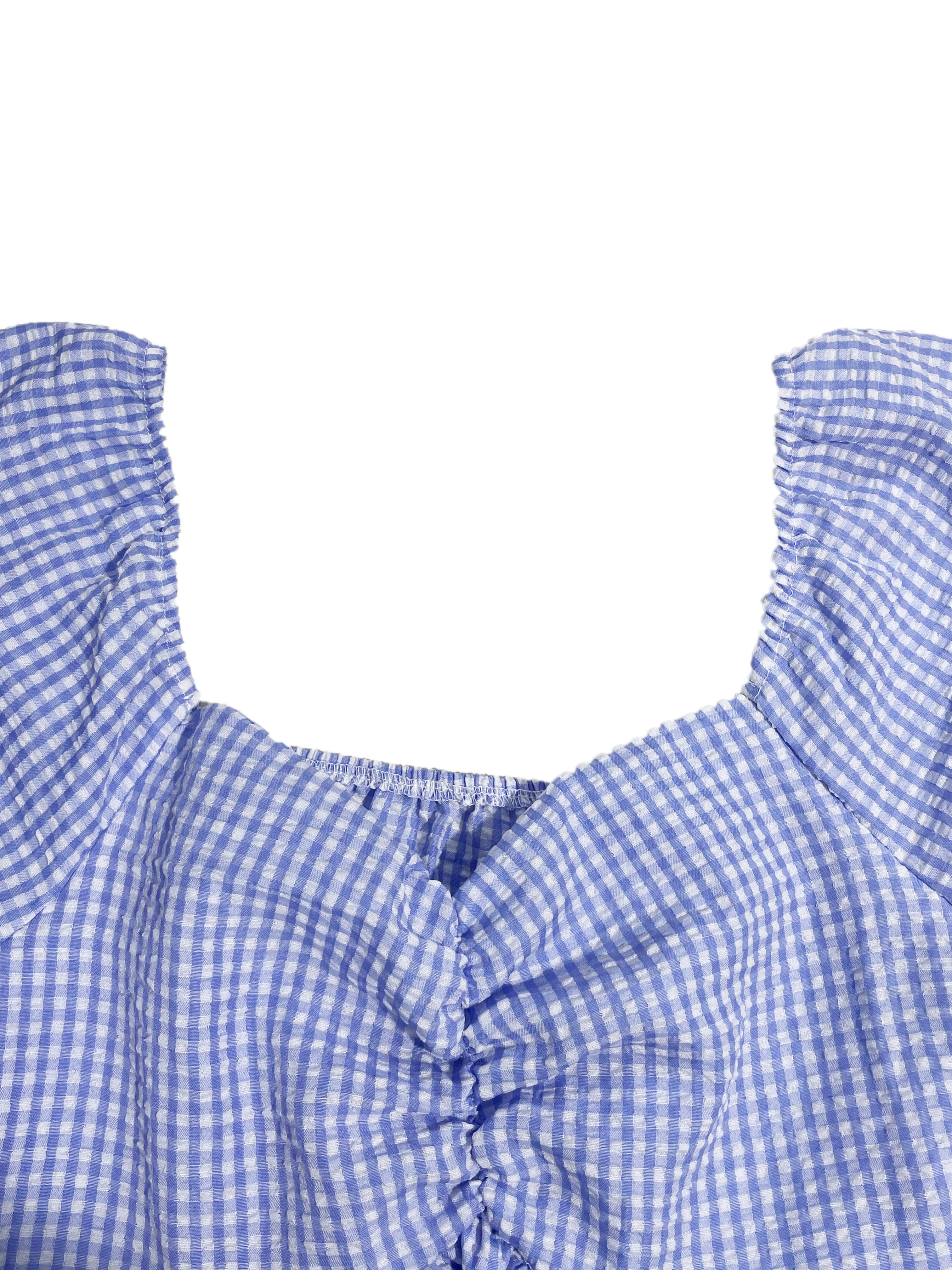 GXZ Women's Gingham Puff Sleeve Mini Dress